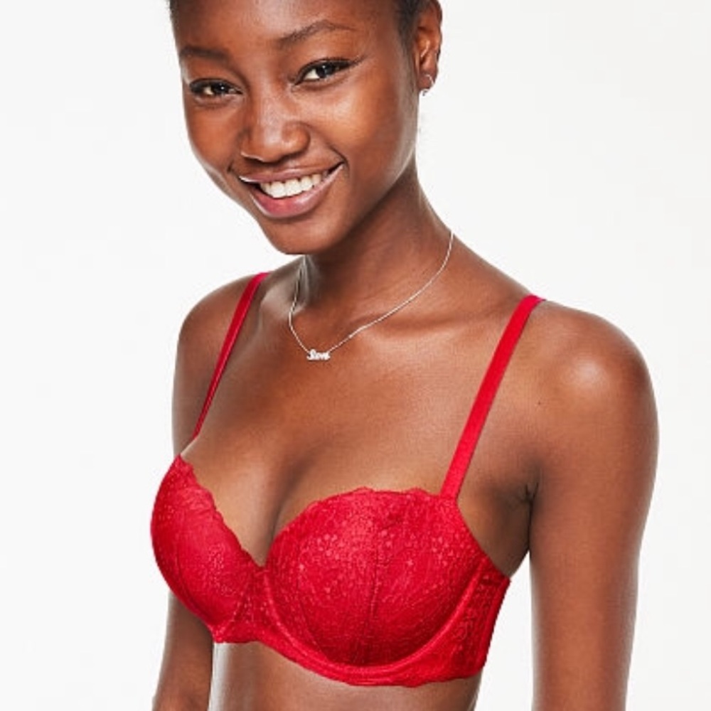 PINK Date Push-Up 34C Red Lace